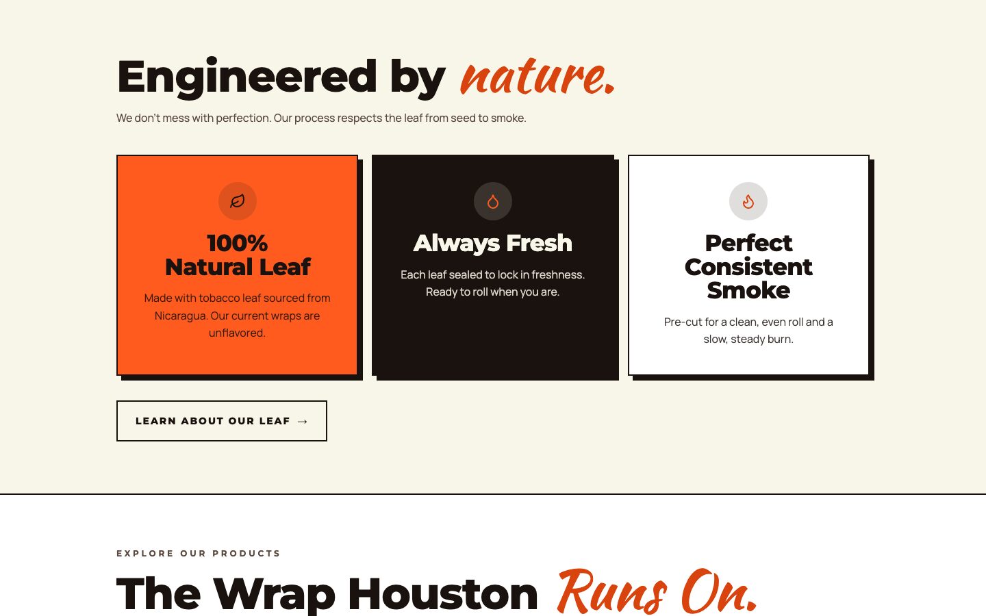 Brand story blocks on the home page