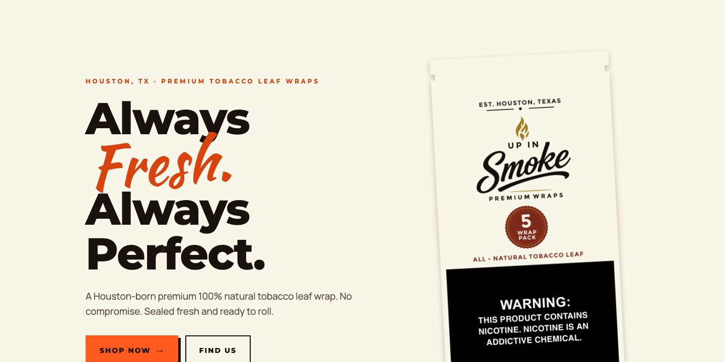 Up In Smoke Wraps website home page